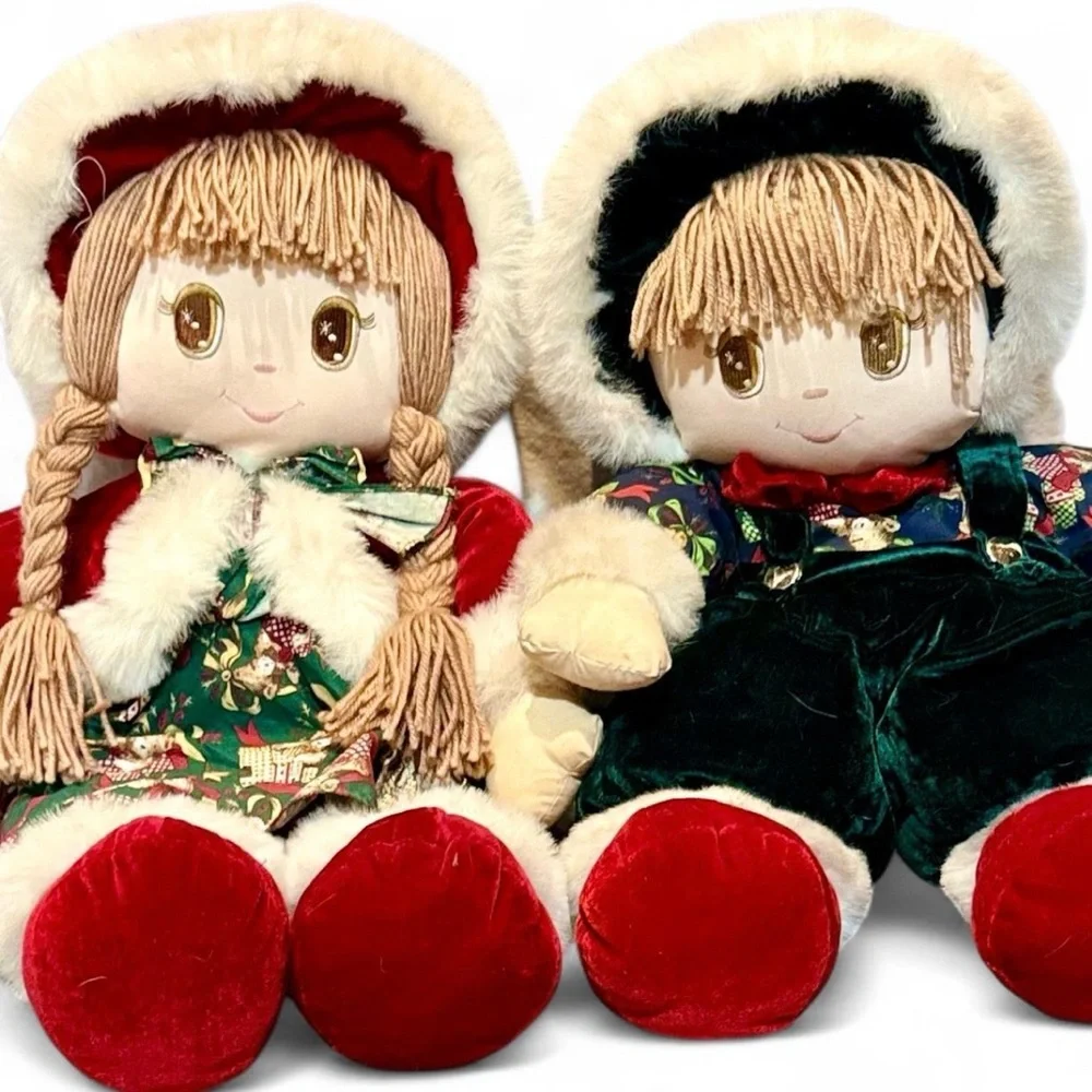 Christmas Pillow Dolls. Cuddle Wit. 25”. Boy Girl Set.